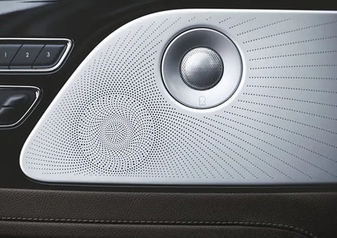 Two speakers of the available audio system are shown in a 2023 Lincoln Aviator® SUV | Gates Lincoln in Richmond KY