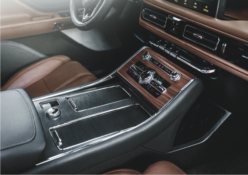 The front center console of a 2023 Lincoln Aviator® SUV is shown in | Gates Lincoln in Richmond KY